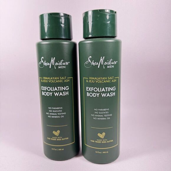 2 x SHEA MOISTURE FOR MEN Exfoliating Body Wash Himalayan Salt Volcanic Ash 15oz - Picture 1 of 8